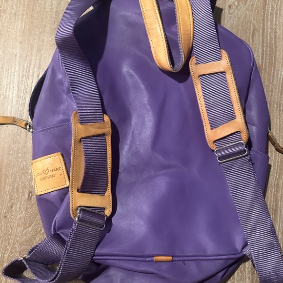 Jon Hart Design Purple With Brown Leather Accent Back Pack - Picture 3 of 8